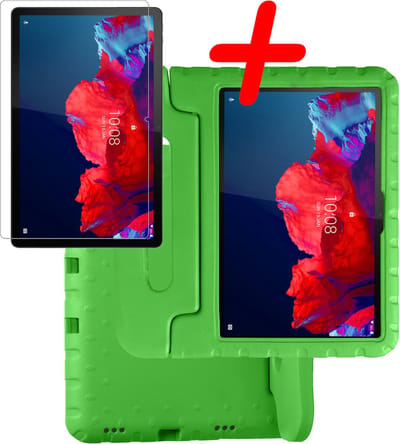 Hoesje Geschikt voor Lenovo Tab P11 Plus - Met Screenprotector - Kinderhoes Shockproof Bumper - Kidsproof Case - Tablet Hoes - Kinder Hoes Cover - Groen
