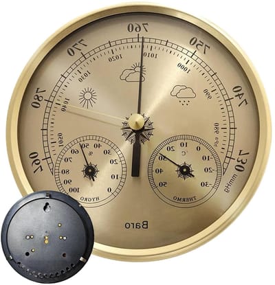 Barometrische Drukindicator - Vochtigheidsindicator Thermometer - Buitenactiviteiten Bijhouden - Duurzame Marinekwaliteit - 130mm Wijzerplaat - Zilverkleurig