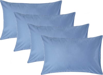 Homescapes Luxe Satijn Kussensloop 50x75 cm – Staalblauw – Set van 4 – 100% Egyptisch Katoen Satijn – Draaddichtheid 1000