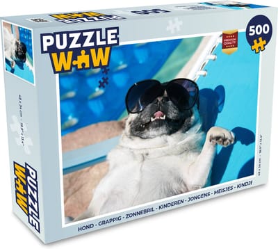 Puzzel Hond - Grappig - Zonnebril - Kinderen - Jongens - Meisjes - Kindje - Legpuzzel - Puzzel 500 stukjes