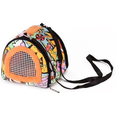 Sac de Transport pour Petits Animaux Sac de Voyage Amovible Portable pour Hamster pour Cochons d'Inde Hérissons Hamsters Chinchillas black