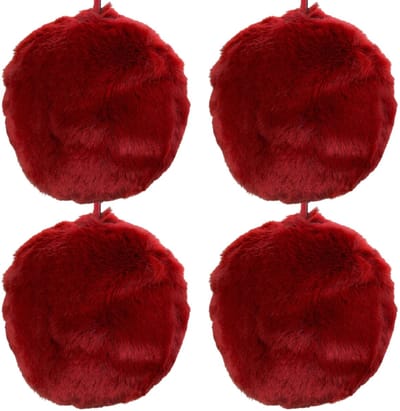 Dailygoods- Kerstballen Set van 4 - Pluche Decoratieve Ballen - 7 cm - Bordeauxrood - Zachte Versiering - Stijlvolle Winterdecoratie - Kerstdecoratie