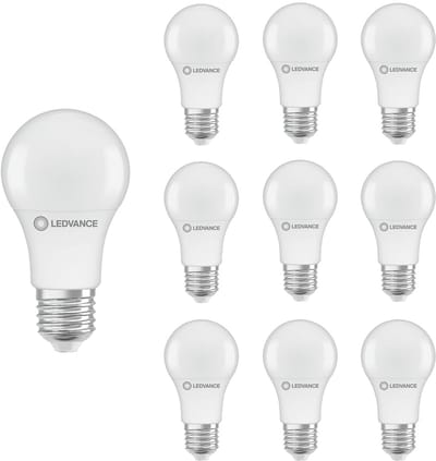 Ledvance LED Classic lamp A60 E27 - 9.4W 806lm 2700K 230V - Mat Glas - Ø60mm - LED Peerlamp - Vervanger 60W Gloeilamp - Geschikt voor Plafondlamp - 10 stuks