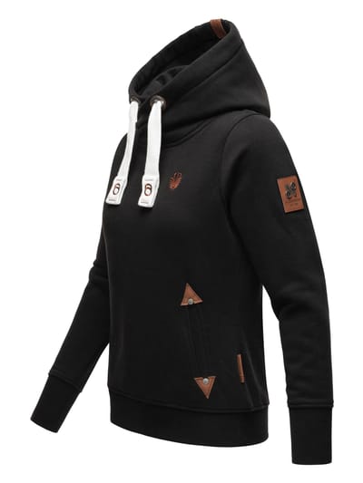 Navahoo Dames Hoodie Namikaa – Warme Trui met Hoge Kraag & Kunstleren Details