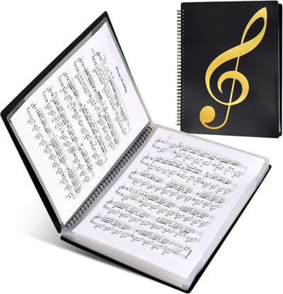1 Bladmuziekmap - 32×26 cm - 30 vellen (60 pagina's) - Losbladig - Spiraalgebonden bladmuziekmap - Geschikt voor A4-papier - Beschrijfbare en verwijderbare map - Zwart
