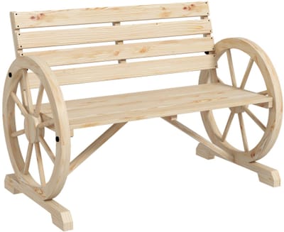 Tuinbank 2-zits, zitbank, houten bank, parkbank met armleuningen in landelijke stijl, belastbaar tot 240 kg, dennenhout, naturel