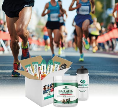 Natusport Marathonbundel - 4 Marathons - Sportdrank, Energiegels & Sportrepen voor Duursport - Rood Fruit