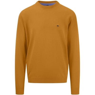 Fynch-Hatton Trui Uni Color O-Neck Superfine Cotton New Dijon / male