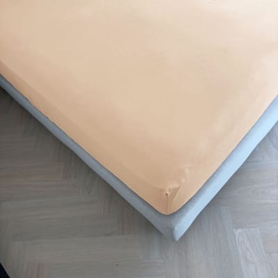 Kayori Kai Hoeslaken Katoen - 90x210-220cm - Matrasdikte 35cm - Rondom Elastiek - Nude
