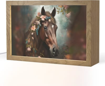 Nachtlampje 30x20 cm - Kinder lampje - Paard - Natuur - Bloemen - Dieren - Bos - Tafellamp kinderkamer - Slaapkamer lamp - Bedlamp kinderen - Kinderlampje stopcontact - Wandlamp babykamer - Nachtlampjes