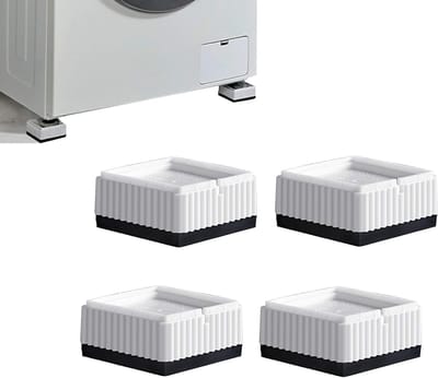 Universele trillingsdempende voetjes - 4x Vierkante Meubelverhoger - Tafelpoot Meubel Stapelbaar Wasmachine Verhoger Grijs antislipstabilisatoren voor wasmachines en meubels (3,3 cm (1,3 inch), Wit)