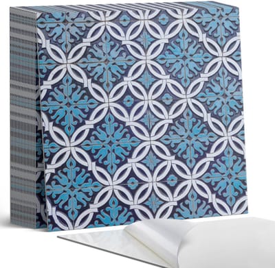 Coloray Plaktegels - Geometrisch patroon met een bloemenmotief Zelfklevende Tegels - 20 cm x 20 cm - Blauw Plaktegels - 20 stuks - Vierkant PVC Tegels - Plaktegels Badkamer - Plaktegels Vloer - Vinyltegels Vloer Zelfklevend - Wandtegel Zelfklevend