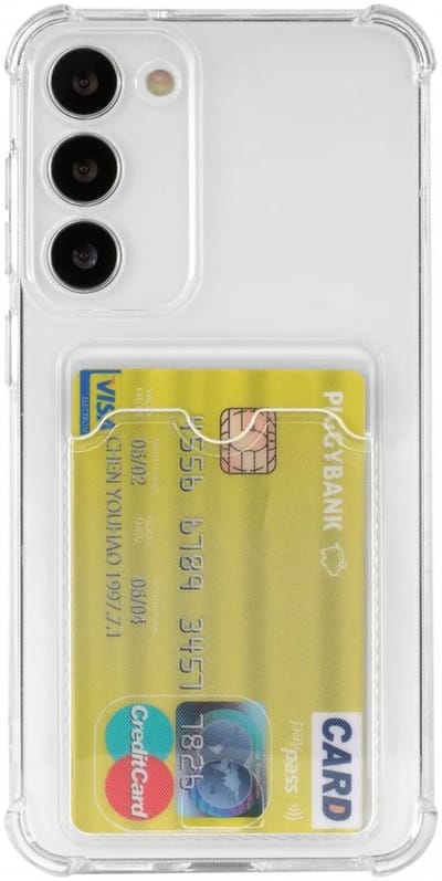 Transparant Dun TPU Hoesje met Pasjeshouder Geschikt voor Samsung Galaxy S23 Plus | Back Cover | Schokbestendig | Ultra Dun | Kaarthouder Achterkant | Shockproof | Doorzichtig
