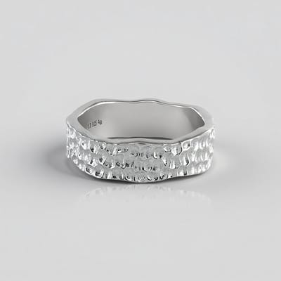 Cavill - Zilveren ring MONOSONO collectie - 925 Sterling zilver, geplatineerd - Handgemaakt modern elegant design met reliëfstructuur - maat 17-19