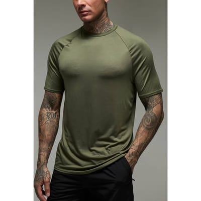 Tall Men's Active Lightweight Essentials Gym Regular Fit Raglan T-shirt | Khaki | Size XS