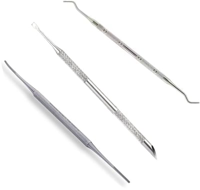 DW4Trading Professionel Pedicure Manicure Set van 3 Stuks Excavator Gebogen, Hoekvijl, Nagelriem Duwer