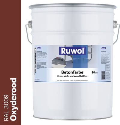 Ruwol Betonverf Oxyderood (RAL 3009) 20 liter - Voor binnen en buiten - Alle kleuren - Kras-, stoot- en slijtvaste verf voor beton en steen - Betonverf voor buiten