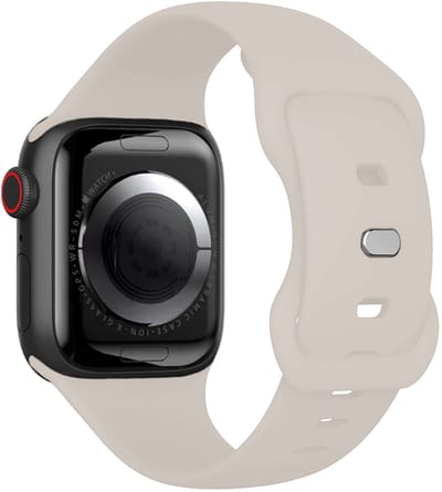 Bandje Geschikt voor Apple Watch 1, 2, 3, 4, 5, 6, 7, 8, 9, SE - 38/40/41 mm Bandje Siliconen Horloge Band Verstelbaar - Smartwatch Bandje Siliconen - Ivoor