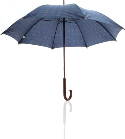 Paraplu Geruit- Opvouwbare Paraplu Houten handvat Ø 105cm Donkerblauw - Ruit paraplu Regen