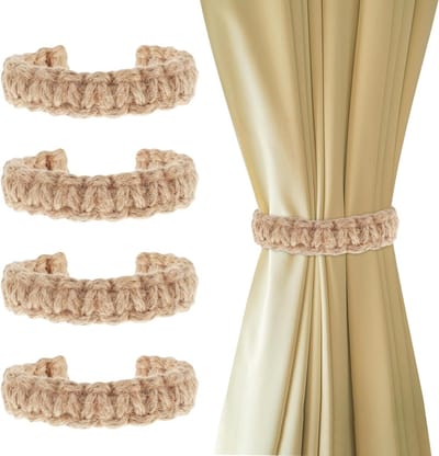 Set van 4 Bohemian Gordijn Touwtjes voor Buiten - Handgemaakte, Rustic Tiebacks voor Thuis, Slaapkamer en Kantoor, Ideaal voor Decoratie en Functionaliteit