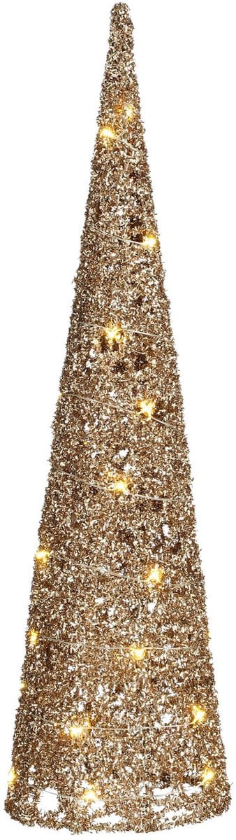 House of Seasons LED kegel kerstboom lamp - champagne - 30 leds - H60 cm -kerstverlichting