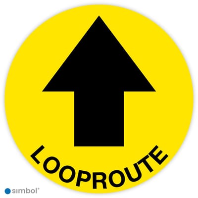Simbol® - Vloerstickers Looproute met Pijl - Anti-Slip - Formaat ø 50 cm.