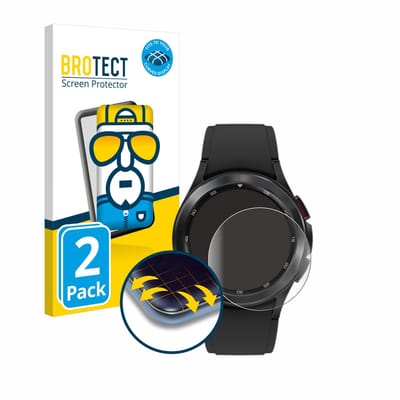 BROTECT - Screenprotector voor Samsung Galaxy Watch 4 Classic (42mm) - Folie Beschermfolie transparant volledig dekking - 2 Stuks