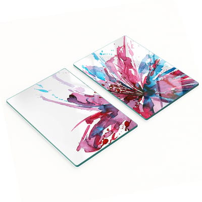 Duurzame en stijlvolle glazen borden met een abstract bloemenpatroon, 2x40x52 cm