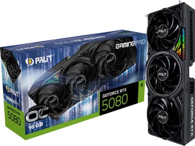 Palit GamingPro OC NVIDIA GeForce RTX 5080 - Videokaart - 16GB - GDDR7 - PCIe 5.0 - 1x HDMI 2.1b - 2x DisplayPort 2.1
