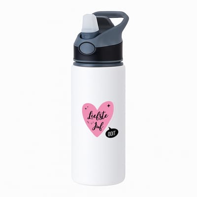Hacebo® - Liefste juf ooit waterfles met rietje zwart - Juf - beste juf - school - verjaardagscadeau - afscheidscadeau - kado - gift - water fles - 650ML