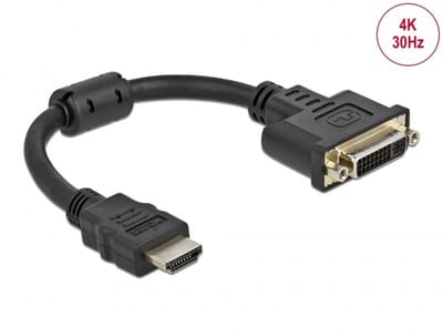 Delock Adapter HDMI male to DVI 24+5 female 4K 30 Hz 20 cm
