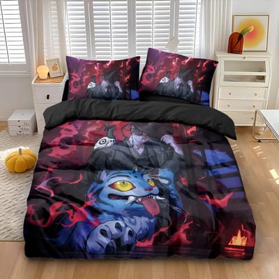 3-delige/set K-Pop Beddengoedset Demonenjagers Kleurrijke Print Polyester Studentenslaapzaal Laken Dekbedovertrek Kindercadeau Hometextiel 264x229cm