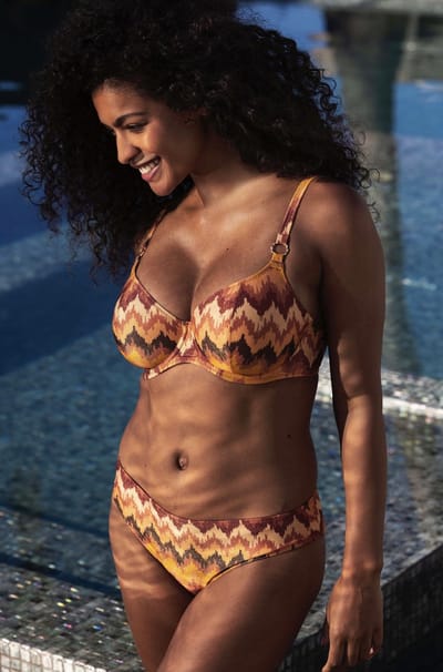 Freya Arizona Wave Plunge Bikini Top – Horizon – Goudkleurig – Lage Halslijn – Maat 75-90 D-CUP