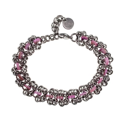 Europese Weeftechniek Armband met Lichtpaarse Zoetwaterschelpkralen, RVS, Dames, Handgemaakt door esde2 - Verstelbaar 16 - 19cm