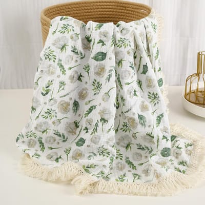 Katoenen Mousseline Inbakeren Dekens voor Pasgeboren Baby Kwastje Ontvangen Deken Pasgeboren Inbakeren Wrap Baby Slapen Quilt Bed Cover (as the picture,80X65cm)