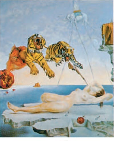 Mini kunstposter - Salvador Dalì - Dream Caused by the Flight of a Bee Around a Pomegranate a Second Before Awakening - 24x30 cm