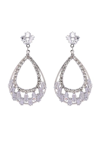 AVANT-GARDE PARIS Teardrop Oorbellen - Zilver - 1 stuk - Rhodium Plated met Sprankelende Steentjes (2023)