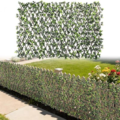 Privacyhek Uitbreidbaar - Kunsthaag Scherm - Balkon Terras Decoratie - Rekbaar Roos Bladeren - 38 x 122 cm
