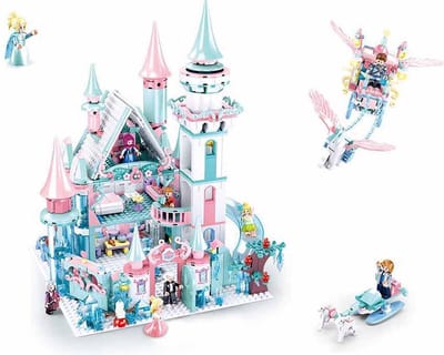 Sluban Girls Dream IJskasteel voor Winterfeeën bouwspeelgoed kinderen vanaf 6 jaar – Constructiespeelgoed modelbouw sprookjeskasteel – bouwdoos met 1324 bouwstenen en 9 minifiguren – M38-B0789