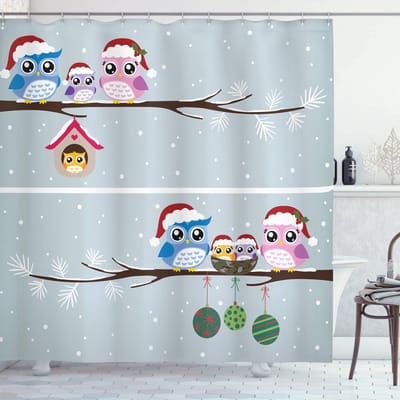 ABAKUHAUS Uil douchegordijn – 175x180 cm – grijs, waterafstotend