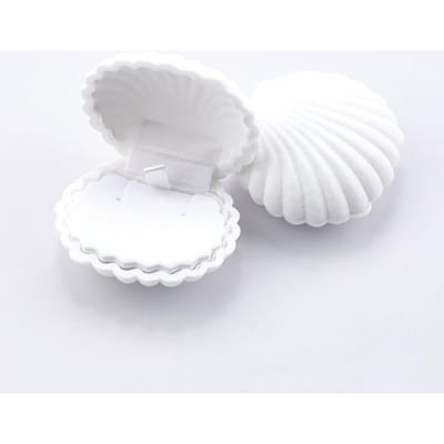Boîte à bijoux en velours en forme de coquille, boîte à bagues de fiançailles de mariage pour boucles d'oreilles, collier, Bracelet, présentoir, support de boîte cadeau, rangement blanc