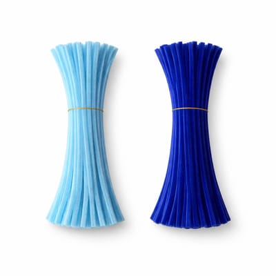 Pijpenragers Chenilledraad - 100 Stuks - Lichtblauw & Donkerblauw - 30 cm - Kasey