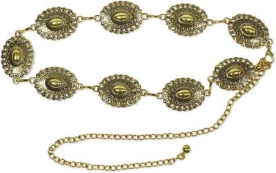 Gegraveerde metalen tailleketting in etnische stijl voor vrouwen, retro riemaccessoire voor rokken, Y2K mode en trendy look