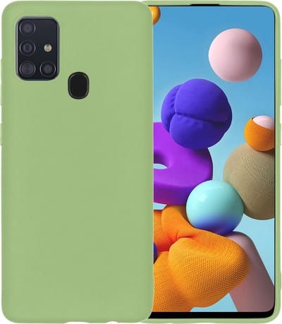 Hoesje - Geschikt voor Samsung Galaxy A21s - Sterk & Shockproof - Siliconen Case - Hoes Cover - Telefoonhoes - Groen