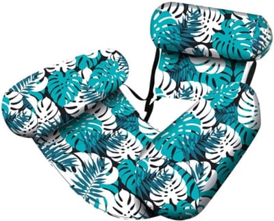 Luchtbed-luchtmatras-luchtbed zwembad-Opblaasbare Waterligstoel met Hoofdsteun-Groen- Waterhangmat voor Volwassenen - Inclusief Mesh Zitting en Rugleuning - Ideaal voor Vakantie, Strand en Zwembadfeest