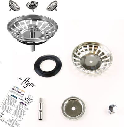 Luxe Afvoerzeef RVS 80 mm - afvoerstop - Met instructieflyer - korfplug - gootsteenstop - korfplug gootsteen - Wehlkorfplug Zeefje - plugzeefje- korfplug