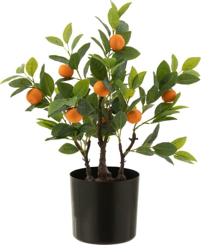 J-Line sinaasappelboom in pot - kunststof - oranje/groen - small