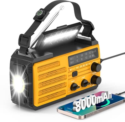Unyqoos® Draagbare noodradio met zonne-energie en ingebouwde zaklamp voor buitenavonturen