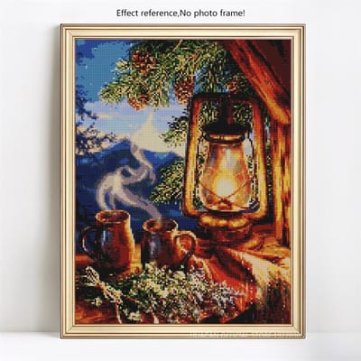 Bricolage Broderie Diamant Ronde Complète Peinture Diamant Paysage Affichage Complet Vie de Loisir Point de Croix 20X30CM gray