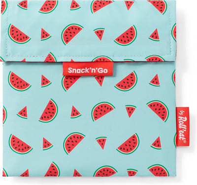 Snack'n'Go Watermeloen - Herbruikbaar Boterhamzakje en Snackverpakking - Sluiting met klittenband - BPA-vrij - Waterdichte binnenlaag - Wasbaar tot 60°C